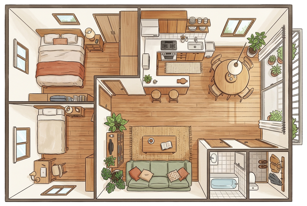 AIが生成したインテリア付きの部屋